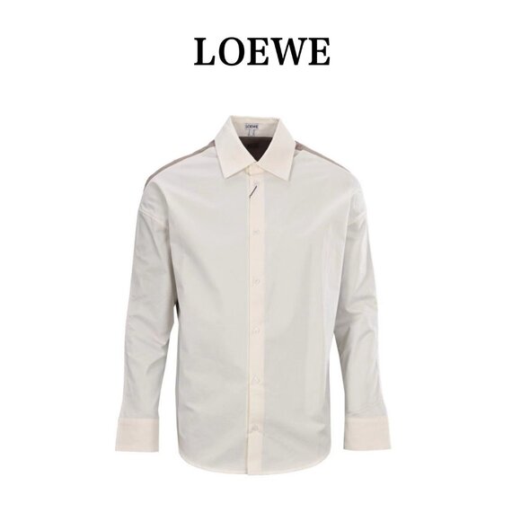 LOEWE SS25 Logo Badge Colorblock Lapel Single-Breasted Long-Sleeved Shirt Men's - Picture 1 of 9